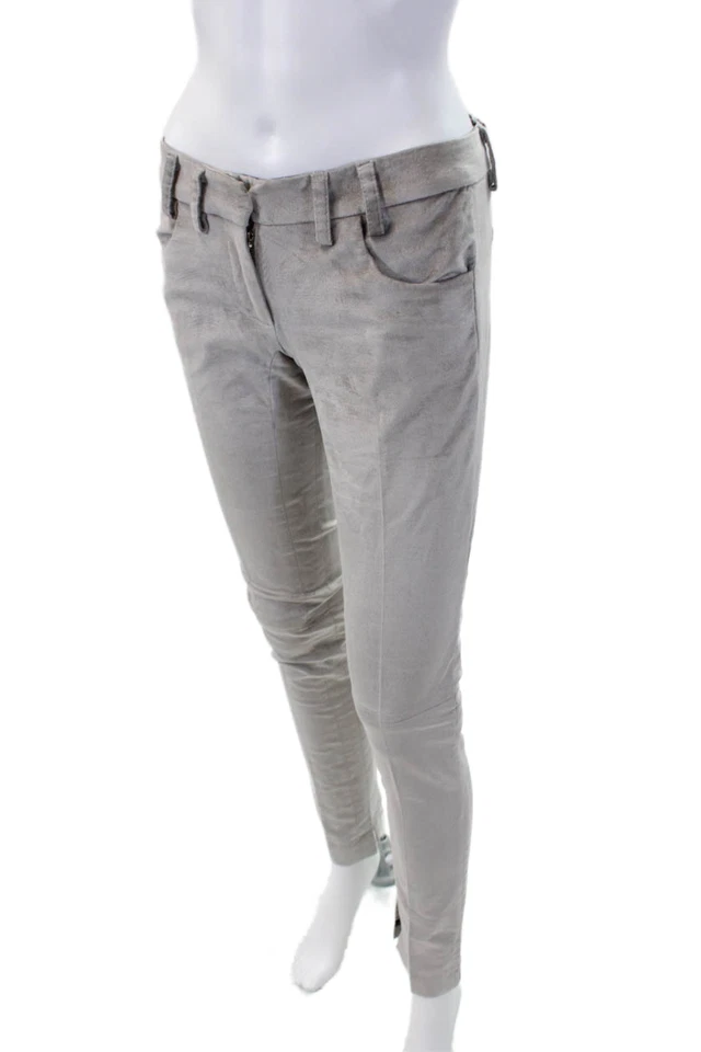 Pantalones ajustados Poleci para mujer de cuatro bolsillos de tiro bajo gris talla 0 Foto 2 de 4