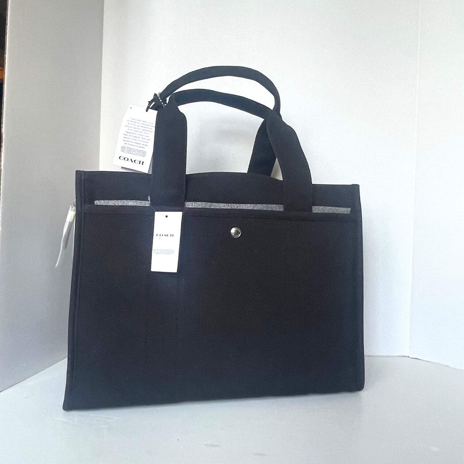 Coach Cargo Tote 42 Large Black Canvas Leather Lightweight Shoulder Bag CP163 thumbnail 4