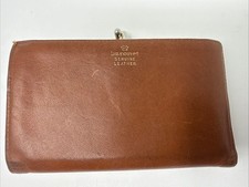 Vintage Baronet Women's Cognac Leather Kiss Lock Clutch Wallet