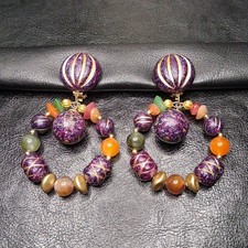 Vintage Statement Multicolor Lucite & Good Dengle Clip On Earrings. 15.579