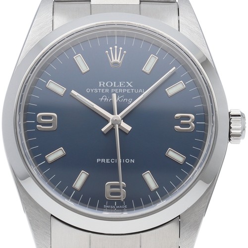ROLEX Air king 14000M(A) Stainless Steel mensWatch blue USED