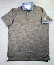Greyson Performance Golf Polo Shirt Men's Size L AOP Gray Camo Spell Out Logo