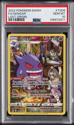 2022 POKEMON SWORD & SHIELD LOST ORIGIN #TG06 FULL ART/GENGAR PSA 10