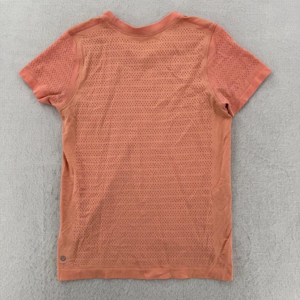 Lululemon Breeze By Shirt Women 6 Orange Top Short Sleeve Perforated Active Yoga - Image 2 of 4