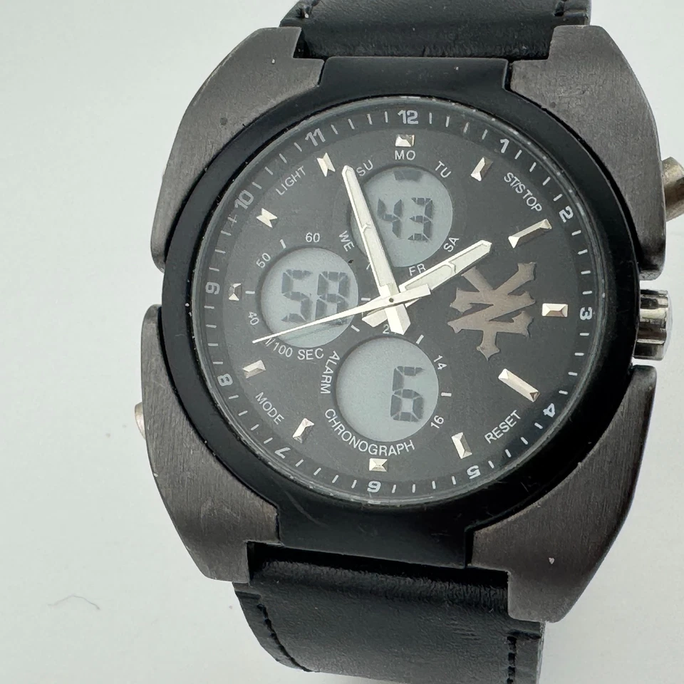 Zoo York Reloj de Cuarzo Analógico Digital Hombre Negro Alarma Cronógrafo Cuero Batería Nueva Foto 2 de 4