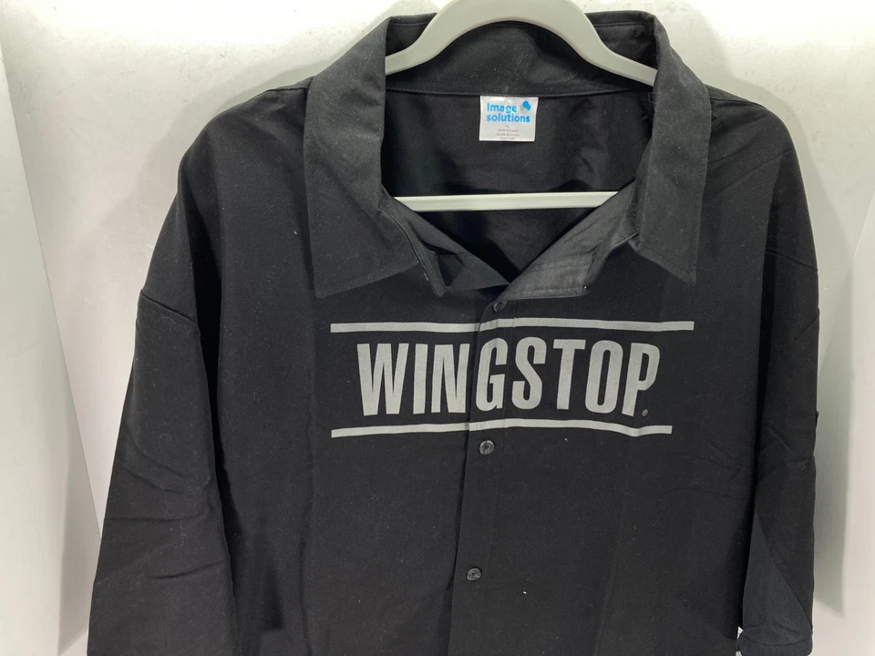  Wingstop Image Solutions Employee Button Up Shirt Mens XL Black Short Sleeve - Image 4 of 4