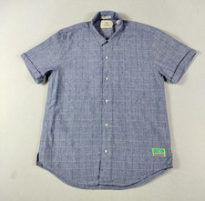 Scotch  Soda Paradise Shirt Mens Large Blue Check Linen Blend Amsterdam Couture