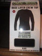 Omni Wool men's Black base layer Crew top shirt Omniwool size Small S NWT
