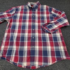 Carhartt Shirt Mens XL Red Blue Plaid Button Down Long Sleeve Cotton Workwear