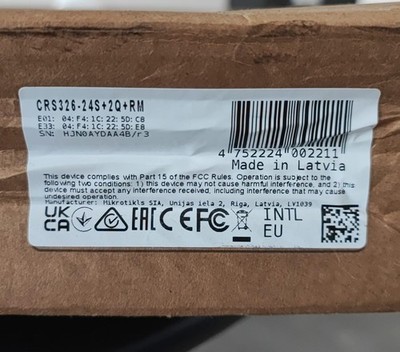 Mikrotik CRS326-24S+2Q+RM Managed Network Switch L3 1U White (Open, Never Used)