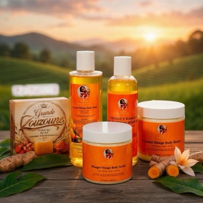 Turmeric Coconut Mango Set Soap Wash Oil Scrub Butter brighter skin