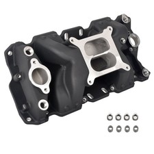 For Small Block Chevy Sbc 283 305 327 350 400 Black Dual Plane Intake Manifold