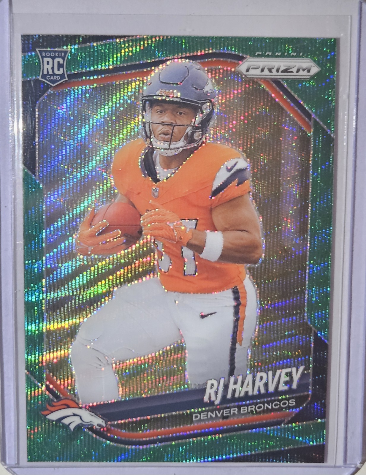 2025 Panini Prizm RJ Harvey #303 RC Green Wave Prizm Denver Broncos 🔥