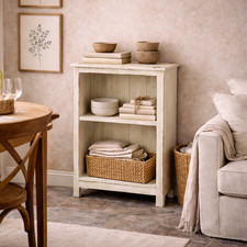 Heritage Distressed White Small Bookcase Rustic Foundry