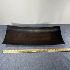 Crate & Barrel Tray 525-731 Rectangle Curved Dark Brown Wood Home Decor 22" Long