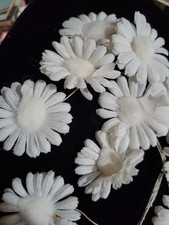 Vintage Fabric White Daisy Flowers Japan Label