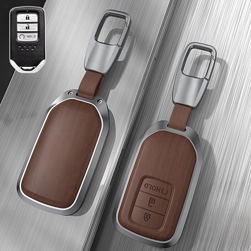 Zinc Alloy Leather Car Key Case Cover For Honda Fit Accord CRV HRV Civic Pilot - Picture 17 of 20