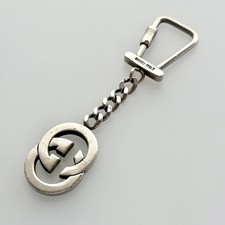 Gucci GG Interlocking G Metal Silver Keyring Y2K Men Italy Auth