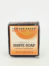Van Der Hagen Basics Glycerin Shave Soap Vitamin E Oat 2.5 oz