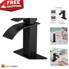 Elegant Matte Black Single Handle Waterfall Bathroom Faucet for Modern Homes