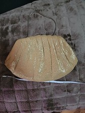 Vintage 50s 60s Harry Levine HL Gold Lame Clutch Bag Attached Coin Purse