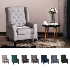 Retro Accent Chair Wingback Armchair with Wood Frame for Living Room