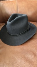 NEW Mallory By Stetson Wool/Fur Fedora Hat Mens Black M 23  EXC Furlana Vintage