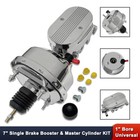 Chrome 7" Single Diaphragm Brake Booster & Finned Cap Master Cylinder 1" Bore GM