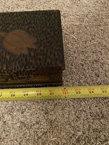 Flemish Art Pyrography Wood Box ~ Unusually Long 31 3/4" with 3 Compartments - Picture 19 of 19