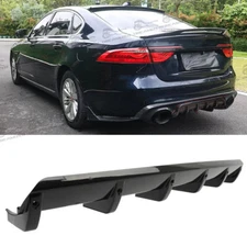 Rear Bumper Lip Lower Side Splitter Diffuser 6 Fins Gloss Black For Jaguar XE