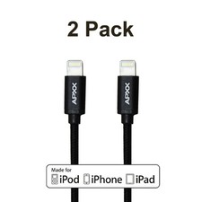 2 Pack 3Ft Apple MFI Certified Lightning Charger Cable Nylon Braided APXX AL303D