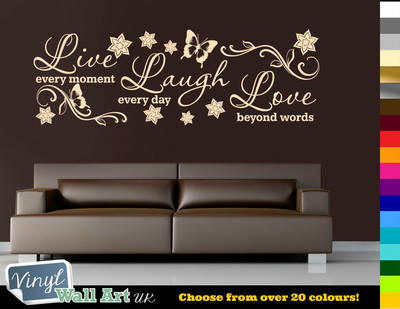 LIVE LAUGH LOVE - Vinyl Wall Art Quote Sticker Decal Many Colours ...