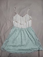 I.n. San Francisco Junior Spaghetti Strap Lace Bottom Green And White Short