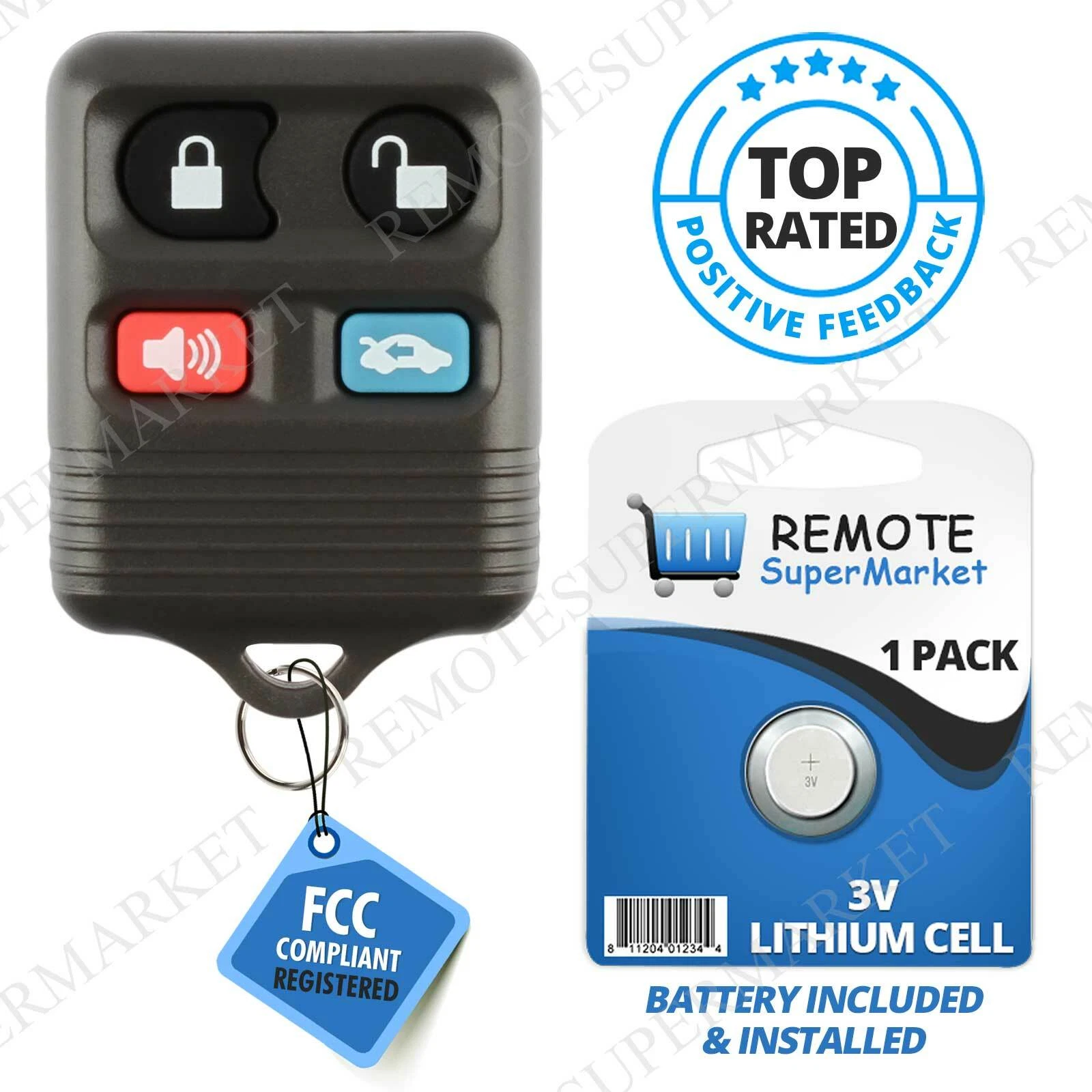 Replacement for Lincoln 1997-98 Mark VIII 1995-97 Town Car Remote Car Key Fob - product detail image 1