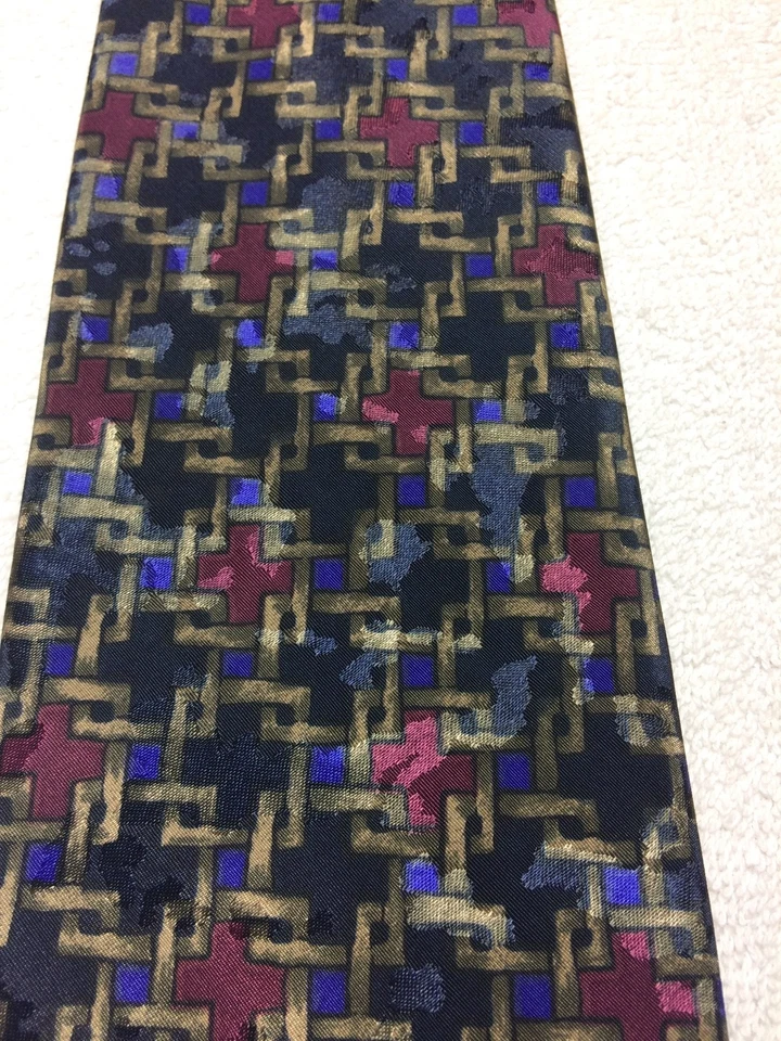 Gravata masculina PIRELLI PRETA AZUL BORGONHA OURO 3,75 X 58  - Imagem 3 de 4