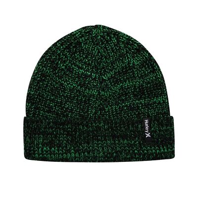 Hurley Max Cuff 2.0 Green Black Cable Knit Beani One Size