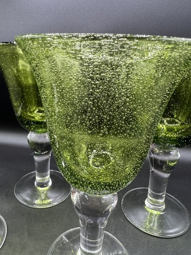 Artland Iris Sage Bubble Glass H/Blown W/Goblet W/Clear Stem- Set Of 4 - Picture 4 of 10