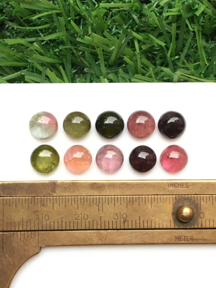 Fantastic multi tourmaline cabochon good quality 10 pieces round 20.25 carat - Image 2 of 4