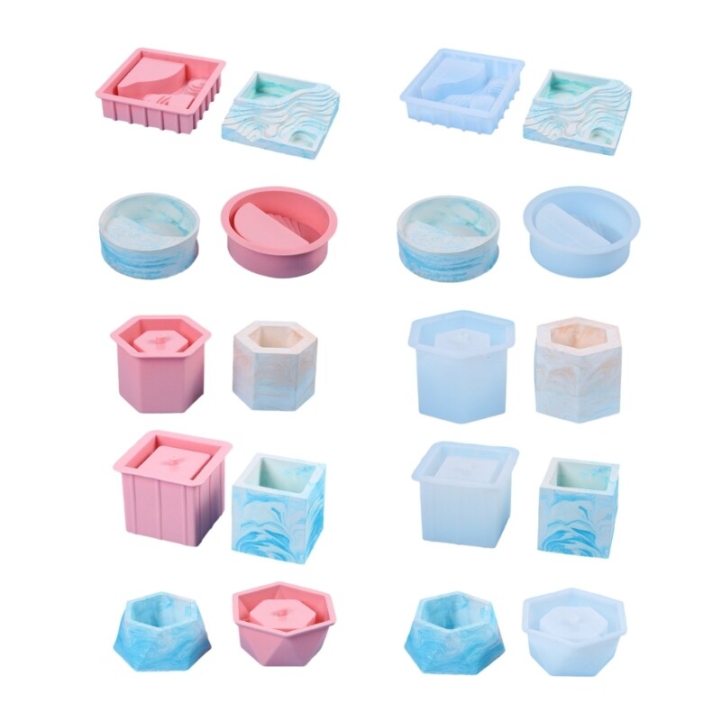 Geometry Shape Flower Pots Resin Mold DIY Plasters Succulent Planter Mold