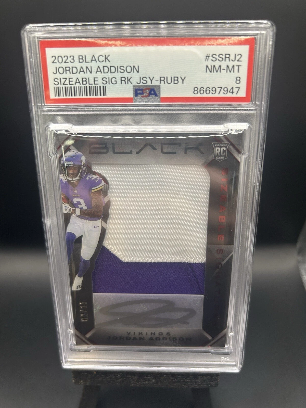 Jordan Addison Panini Black Sizeable Signatures Rookie Jersey #SSRJ2 Base