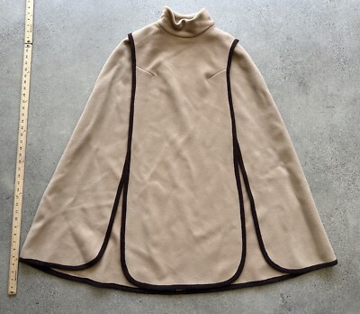 Vintage 1960's Danico Model Brown 100% Wool Mock Neck Retro Cape