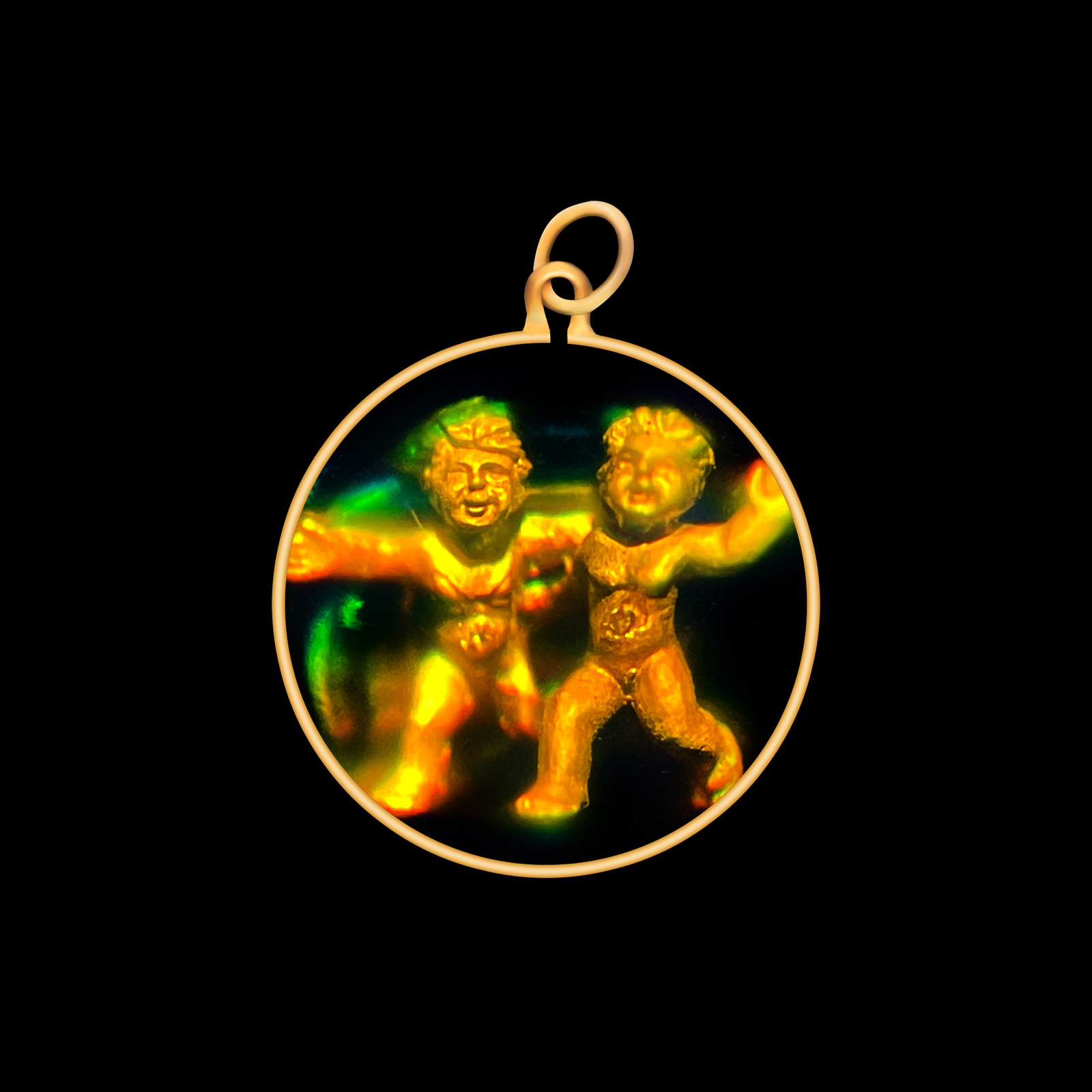 9ct Gold Hologram Pendant - Zodiac Gemini Twins (Small) - No Chain