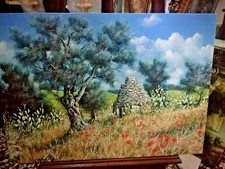 DIPINTO OLIO SU TELA,OPERA DI TUFANO"CAMPAGNA SALENTINA" H CM 50X70