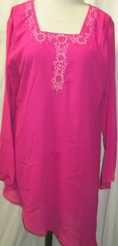 NUEVA Blusa Top Bordado Gasa Gasa Impresa - Kurta Impresa Talla L 42 - Imagen 2 de 2