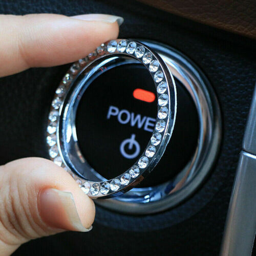 Car Accessories Button Start Switch Parts White Diamond Ring Sticker Cover Decor - Picture 1 of 12