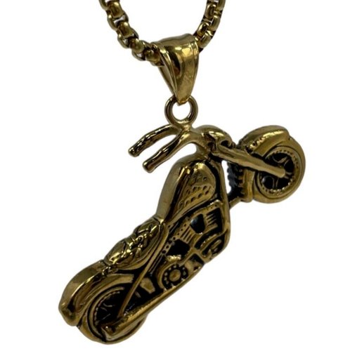 Flongo Collier Pendentif Homme Scorpion Motard Acier Inoxydable Doré – Chaîne 55 Cm, Style Bad Boy & Fantaisie