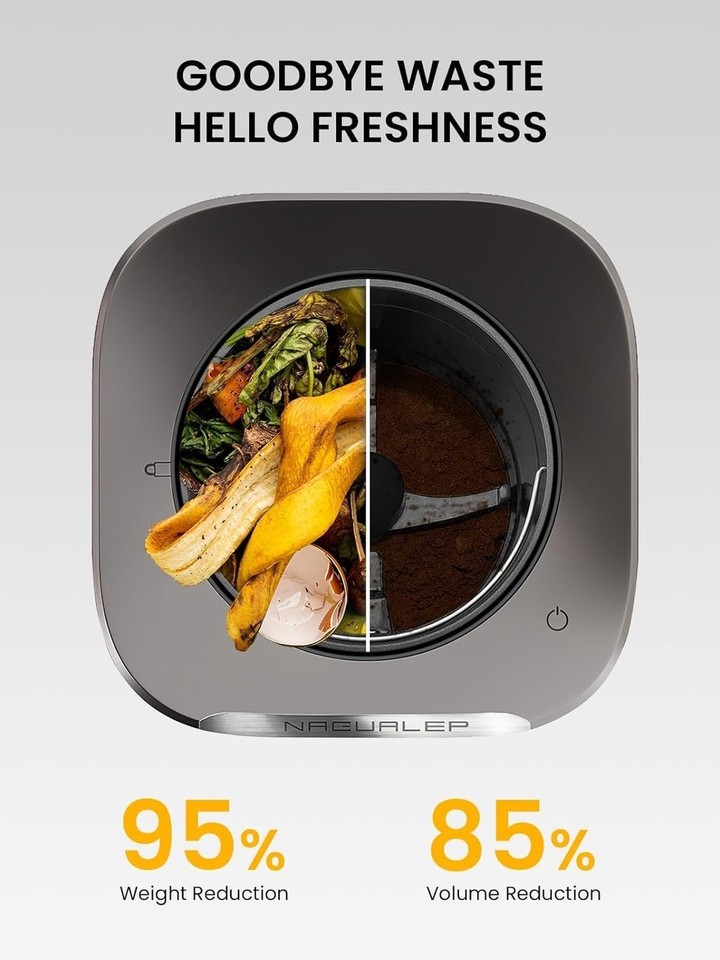 Nagual Smart Electric Composter for Kitchen, Mill Composter Kitchen Bin ...