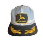 Rear VTG New John Deere Full Mesh White Black Bill w/Scrambled Egg Trucker Hat