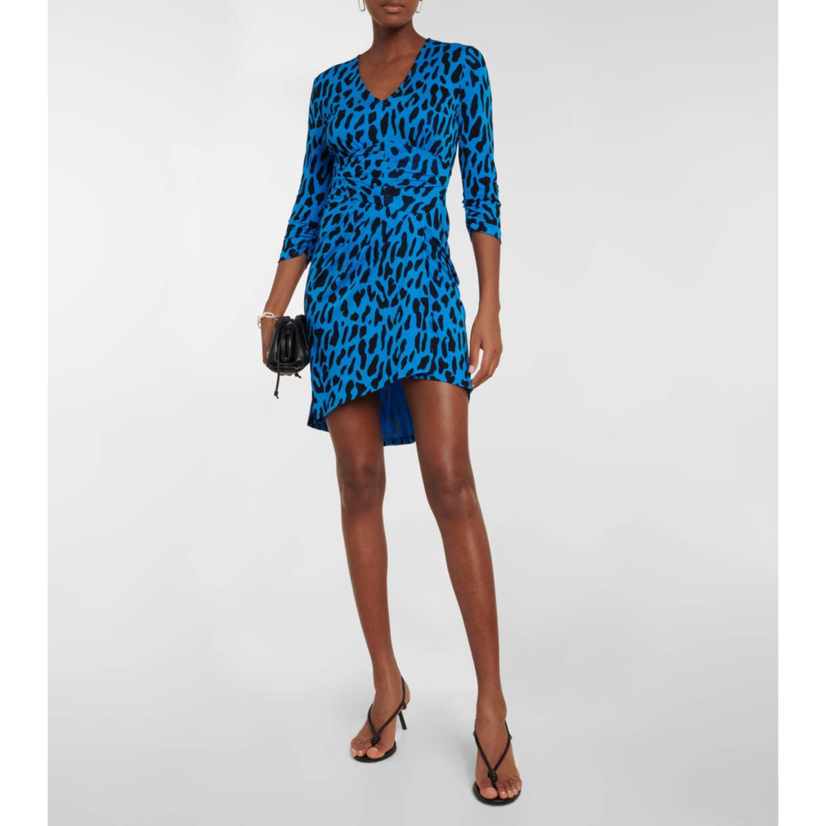 blue leopard print mini dress Diane Von Furstenberg David Leopard-Print Minidress Belmont Leo Sky XS NWOT Color:customized