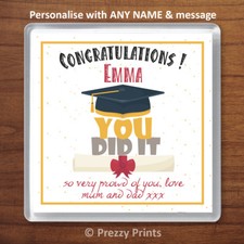 Personalised Graduation Congratulations Drinks Coaster Cup Mat Gift Present 